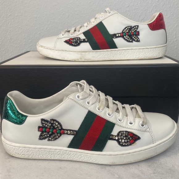 Gucci Shoes Gucci Tennis Shoe With Rhinestone Arrows Poshmark